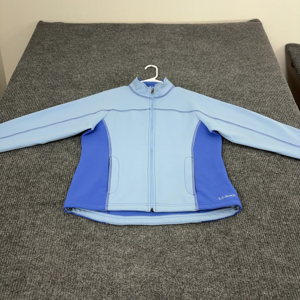 LL Bean Jacket Womens M Blue Nylon Spandex Full‎ Zip Mock Neck Gorpcore Outdoor